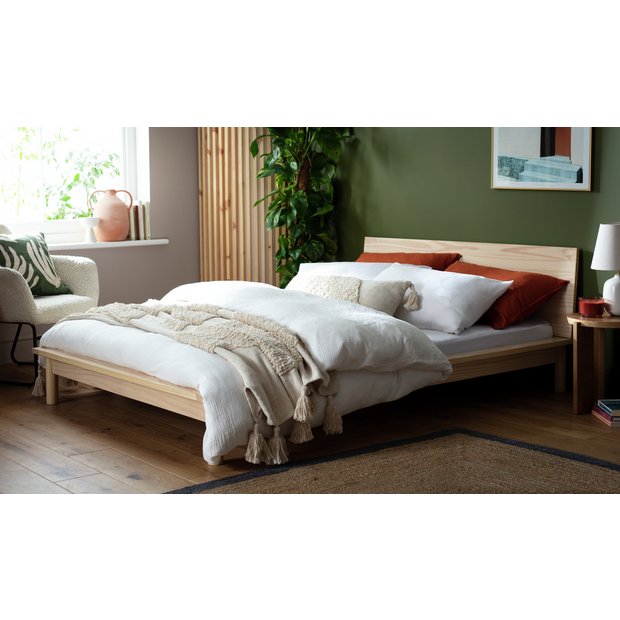 Full size natural wood 2024 bed frame