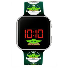 Disney Star Wars Kids Mandalorian Black Silicone Strap Watch