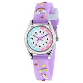 Tikkers Kids Time Teacher 3D Purple Silicone Strap Watch