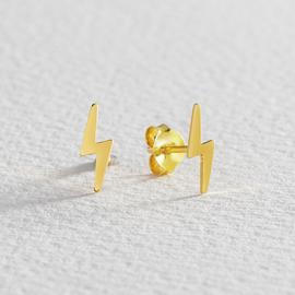 Revere Gold Plated Silver Lightning Bolt Stud Earrings