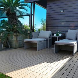 Workpro Decking Tiles 4 Pieces - Brown-Slatted