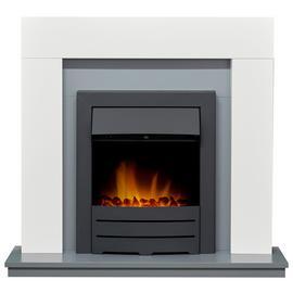 Adam Dakota Electric Fire Suite-White and Grey