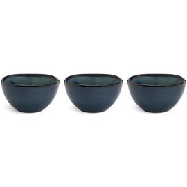 Habitat Set of 3 Reactive Stoneware Nibble Bowl - Navy