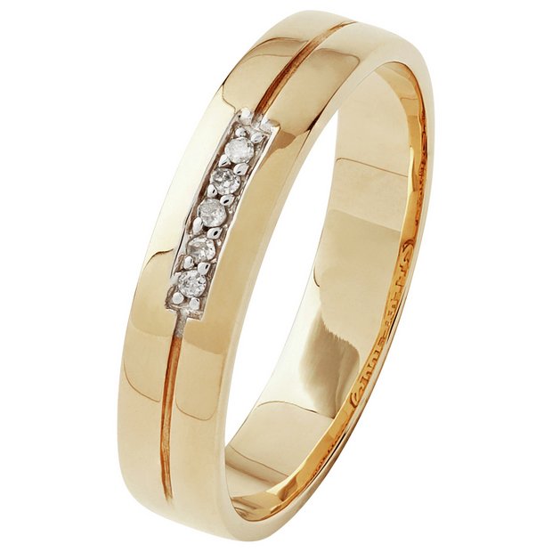 Buy 9ct Gold Diamond Set 'I Love You' Wedding Ring - 4mm at Argos.co.uk