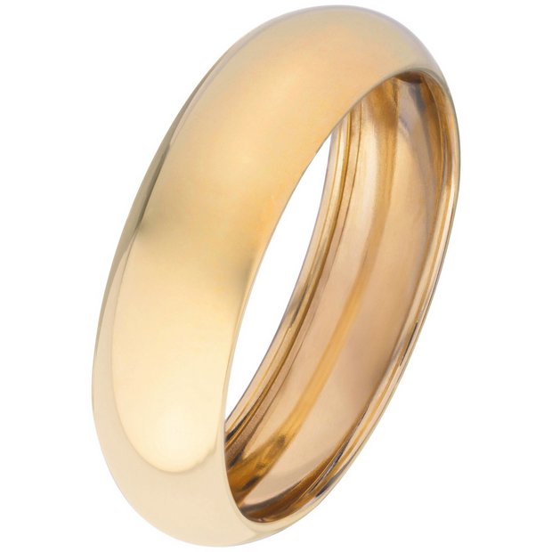 Buy 9ct Gold Rolled Edge DShape Wedding Ring 6mm at Argos.co.uk