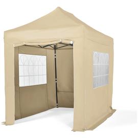 All Seasons 3m x 2m Pop Up Garden Gazebo & Side Panels-Beige