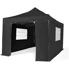 All Seasons 3mx4.5m Pop Up Garden Gazebo & Side Panels-Black