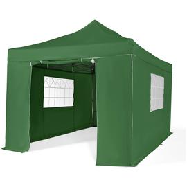 All Seasons 3mx4.5m Pop Up Garden Gazebo & Side Panels-Green