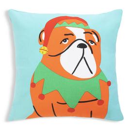 Habitat Christmas Howlidays Bulldog Print Cushion-43x43cm