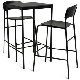 Habitat Stella Metal Bar Table & 2 Black Bar Stools