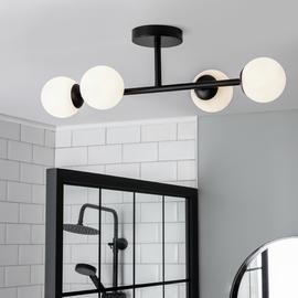 Habitat Opal Metal Bathroom Flush Ceiling Light - Black