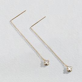 Revere 9ct Yellow Gold Mother of Pearl Clover Drop Earrings
