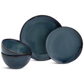 Habitat 12 Piece Reactive Stoneware Dinner Set - Navy