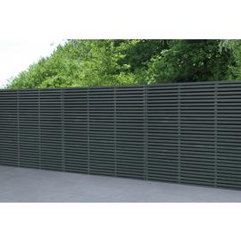 Forest Garden Double Slatted Fence Panel Grey x3
