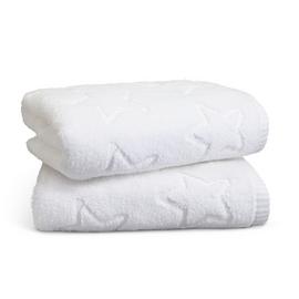 Habitat Christmas Embossed Star 2 Pack Hand Towel - White