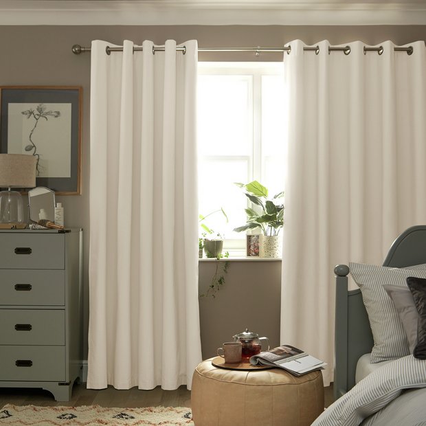 Buy Habitat Plain Blackout Eyelet Curtains Natural Curtains