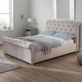 Argos Home Harrogate Double Velvet Ottoman Bed Frame -Silver