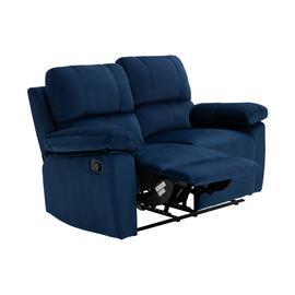 Toby Velvet 2 Seater Recliner Sofa in a Box- Navy