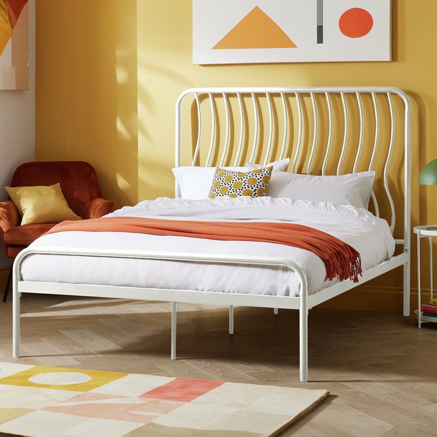 Ikea white metal on sale bed frame twin