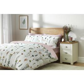 Habitat Cotton Dried Flowers White Bedding Set - Single