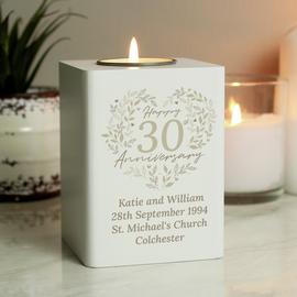 Personalised Message 30th Pearl Anniversary Tea Light Holder