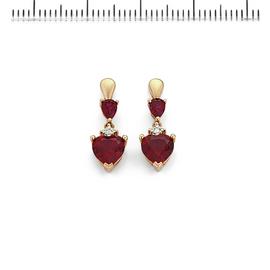 Revere 9ct Yellow Gold Created Ruby & Diamond Drop Earrings