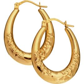 Revere 9ct Gold Oval Creole Hoop Earrings