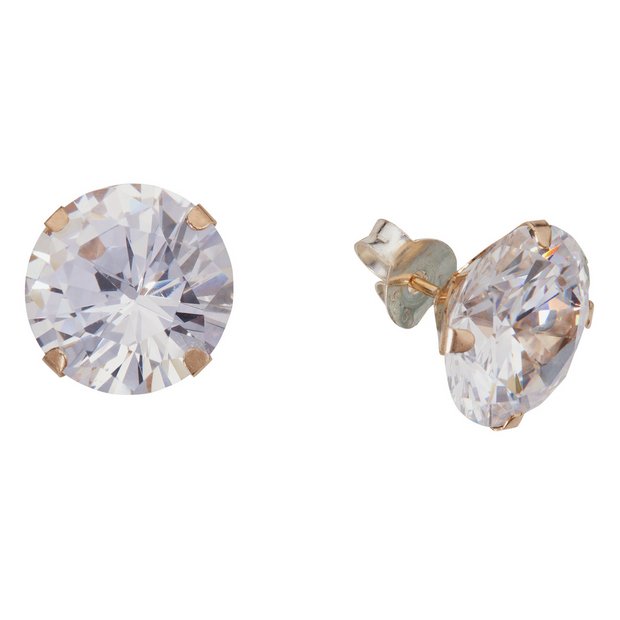 Buy 9ct Gold Cubic Zirconia Stud Earrings 10mm at Argos.co.uk Your Online Shop for Ladies
