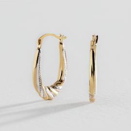 Revere 9ct Gold Two Tone Twist Creole Hoop Earrings