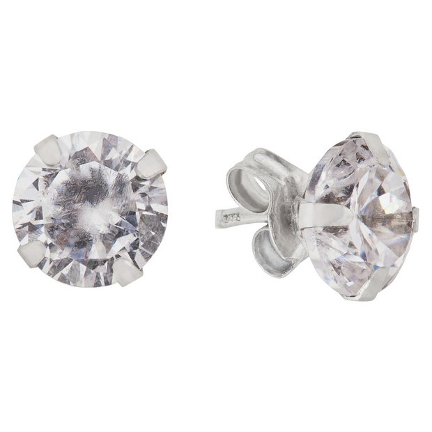 Buy 9ct White Gold Round Cubic Zirconia Stud Earrings 6mm at Argos.co