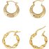 9ct Gold Plated Silver Small Round Creole Earrings-Set of 2
