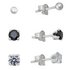 Sterling Silver Ball and CZ Stud Earrings - Set of 3