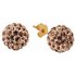 9ct Gold Crystal Champagne Glitter Ball Stud Earrings