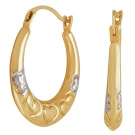 Moon & Back 9ct Yellow Gold Mum Flower Creole Hoop Earrings