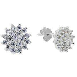 Revere Sterling Silver 1.00ct Look CZ Cluster Stud Earrings