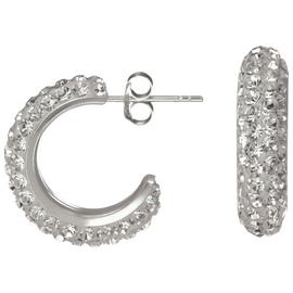 Revere Sterling Silver Crystal Half Hoop Earrings