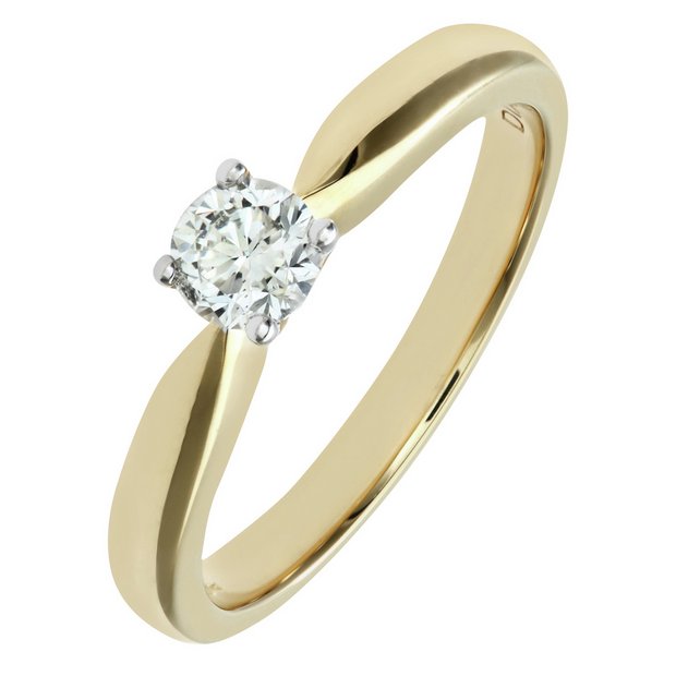 Buy Everlasting Love 18ct Gold 0.33ct Solitaire Ring Size O at Argos