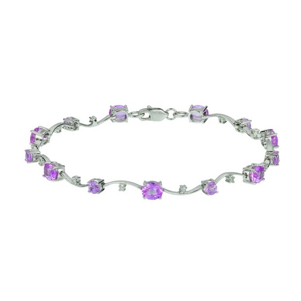 Buy 9ct White Gold Pink Sapphire and 0.10ct Diamond Bracelet at Argos