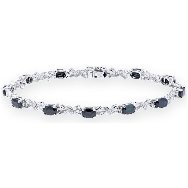 Buy 9ct White Gold Blue Sapphire and Diamond Bracelet at Argos.co.uk