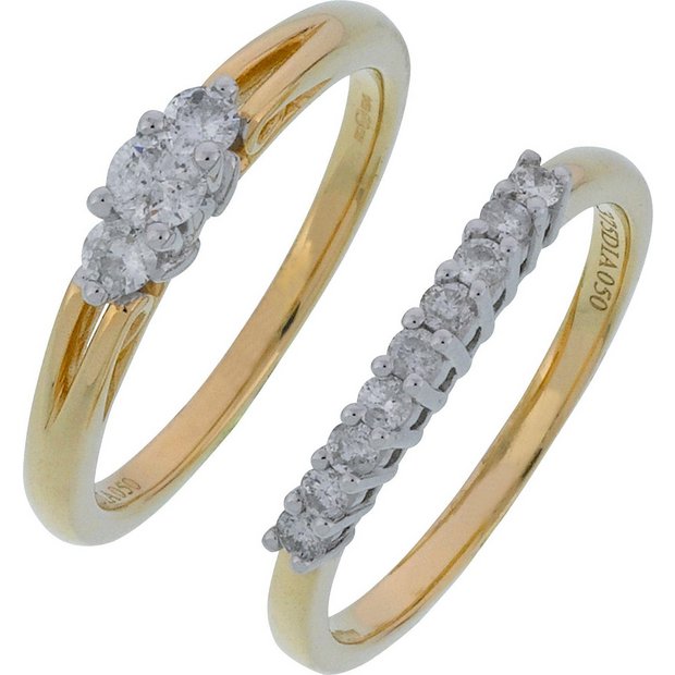 Buy Everlasting Love 9ct Gold 0.50ct Diamond Bridal Ring SetN at Argos