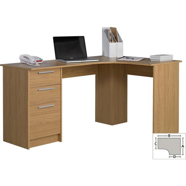 Buy HOME Large 3 Drawer Corner Desk Oak Effect at Argos.co.uk Your