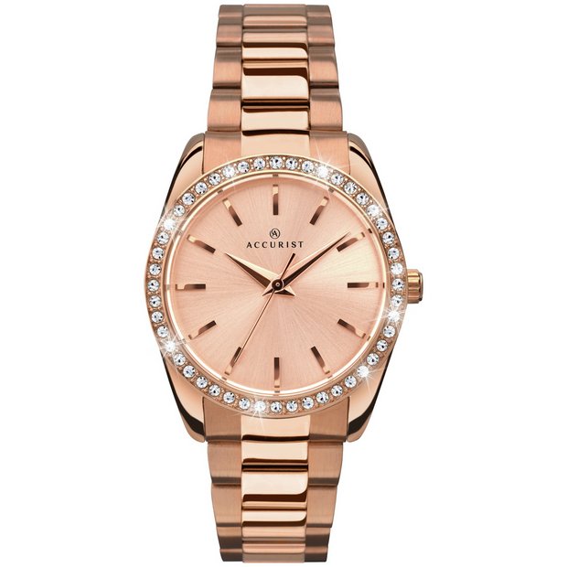 Buy Accurist Ladies Stone Set Rose Gold Plated Bracelet Watch | Womens  watches | Argos