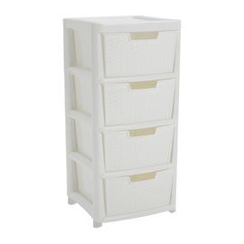 Argos Home Rattan 4 Drawer Large Storage Tower - White