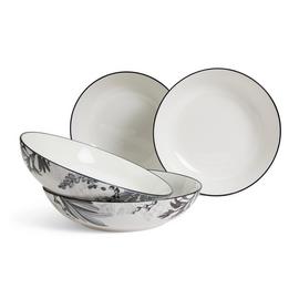 Habitat Monochrome 4 Piece Fine China Pasta Bowl - Grey