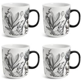 Habitat Monochrome Set of 4 Fine China Mugs - Grey