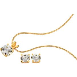 Revere 18ct Gold Plated Cubic Zirconia Pendant & Earring Set
