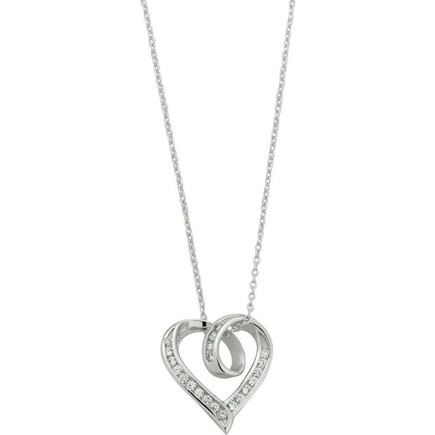 Buy Revere Sterling Silver Cubic Zirconia Twist Heart Pendant at Argos