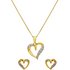 Revere 9ct Gold Plated Silver CZ Heart Pendant & Earring Set