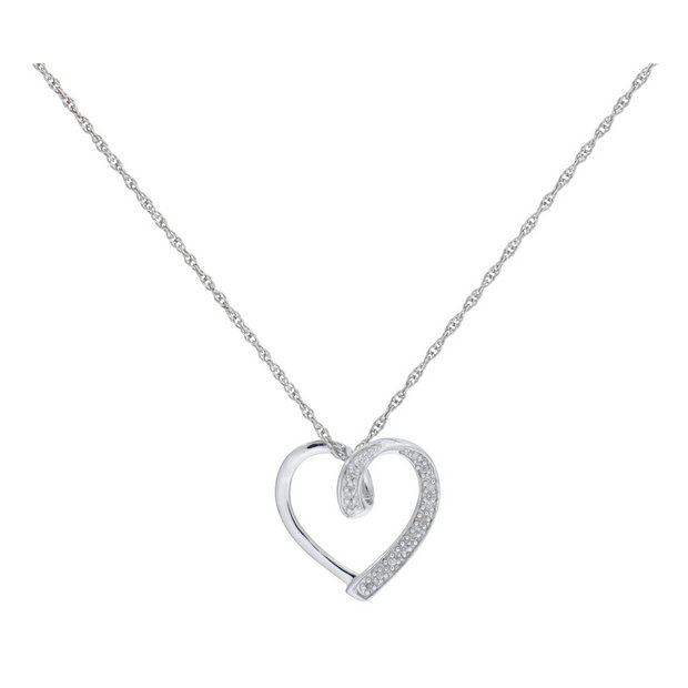 Buy Sterling Silver Diamond Heart Pave Set Slide Pendant at Argos.co.uk