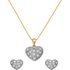 18ct Gold Plated Silver Pave Heart Pendant and Earrngs Set